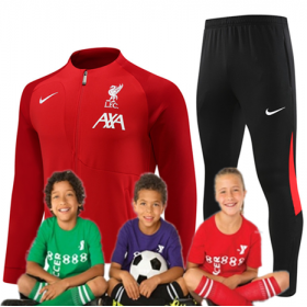 Kid's 23/24 Liverpool Long Zipper Training Suits Red